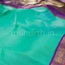 Load image into Gallery viewer, Rama Blue Pure Zari Kanjivaram Silk Saree with Magenta