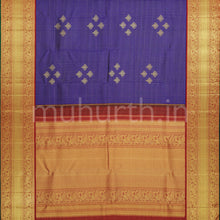 Load image into Gallery viewer, Violet Pure Kanjivaram Silk Saree with Bright Red