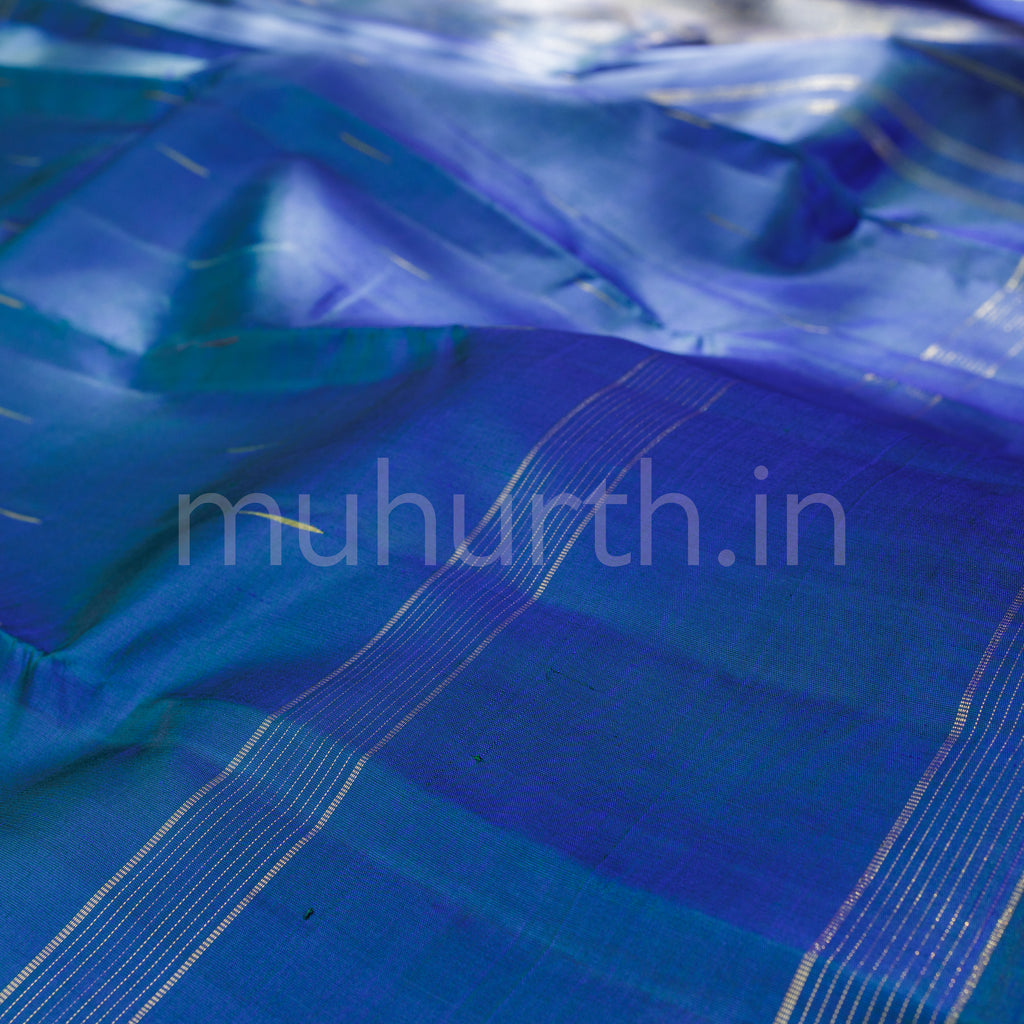 Peacock Blue Pure Zari Kanjivaram Silk Saree