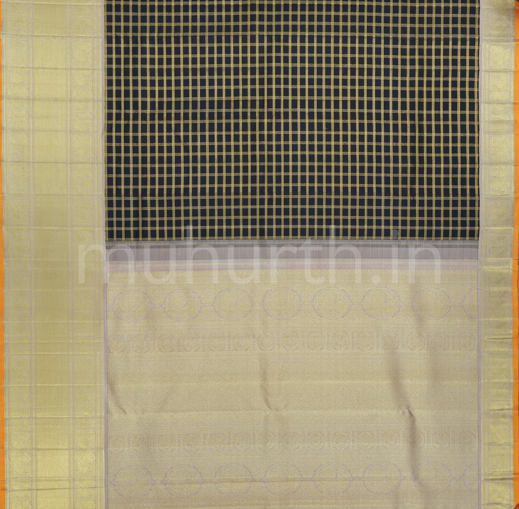 Kanchana Muthu Kattam Pure Zari Kanjivaram Silk Saree with Brown