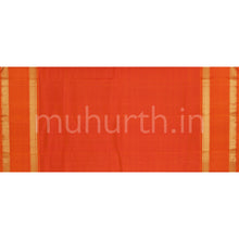 Load image into Gallery viewer, Mustard and Black Checks Pure Zari Kanjivaram Silk Saree with Orange