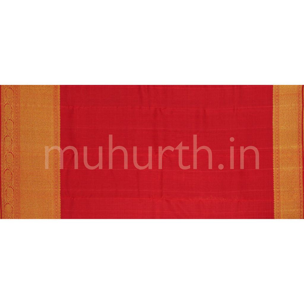Off-White Organza Tissue Pure Kanjivaram Silk Saree with Red