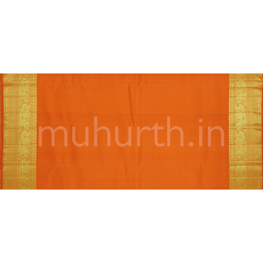 Orange Bridal Tissue Pure Kanjivaram Silk Saree