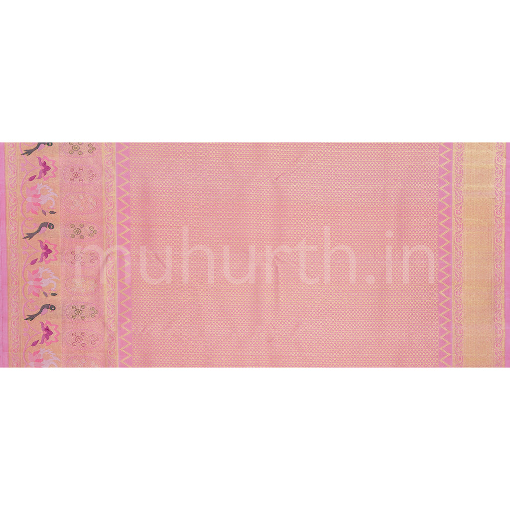 Rose Red Meenakari Pure Kanjivaram Silk Saree