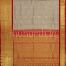 Load image into Gallery viewer, Light Brown Pure Kanjivaram Silk Saree with Bright