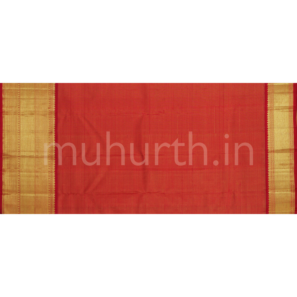 Light Brown Pure Kanjivaram Silk Saree with Bright