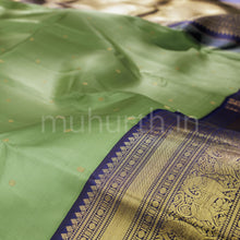 Load image into Gallery viewer, Elaichi Pure Zari Kanjivaram Silk Saree with Vijaya