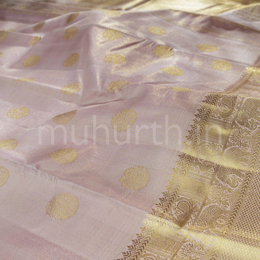 Mauve Pink Pure Vaira Oosi Kanjivaram Silk Saree