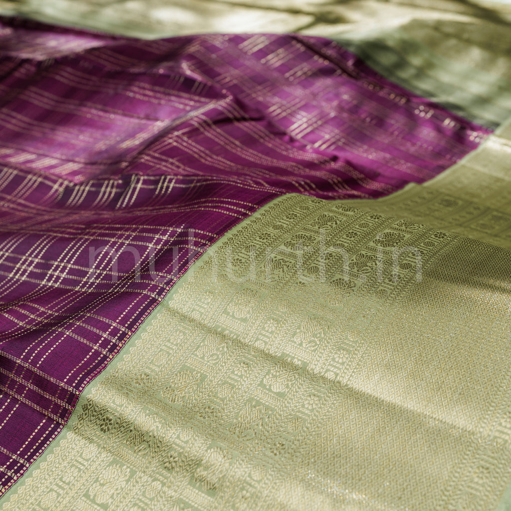 Magenta Pure Kanjivaram Silk Saree with Elaichi