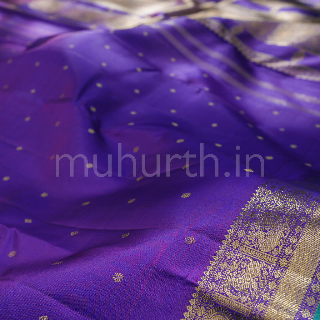 Meenakshi Violet Pure Zari Kanjivaram Silk Saree