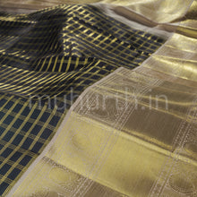 Load image into Gallery viewer, Kanchana Muthu Kattam Pure Zari Kanjivaram Silk Saree with Brown