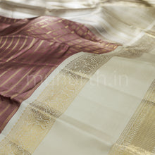 Load image into Gallery viewer, Brown Pure Zari Kanjivaram Silk Saree with Tussar White