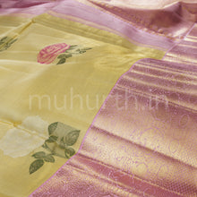 Load image into Gallery viewer, Golden Pure Tissue Organza Kanjivaram Silk Saree with with Pink