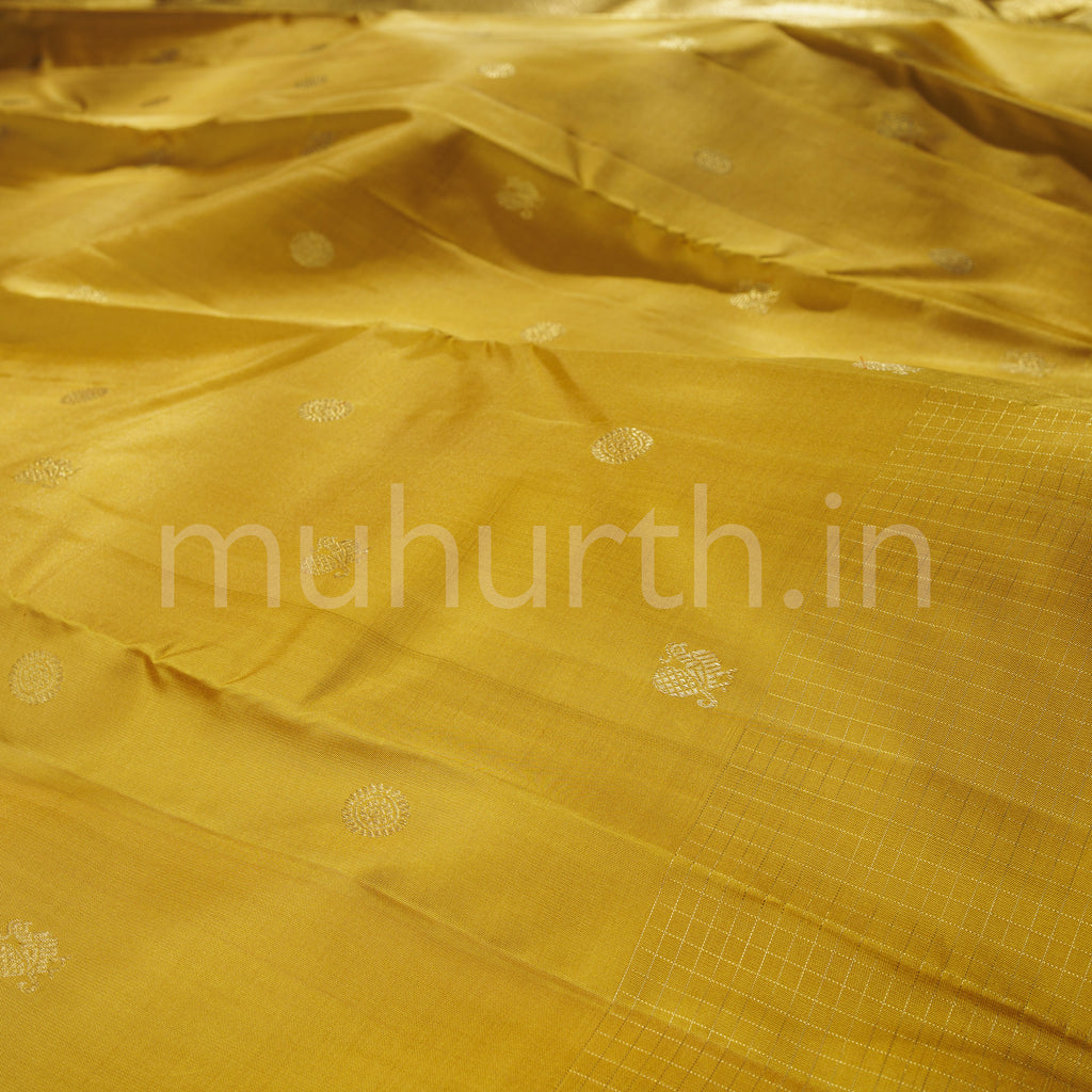 Mustard Pure Zari Kanjivaram Silk Saree
