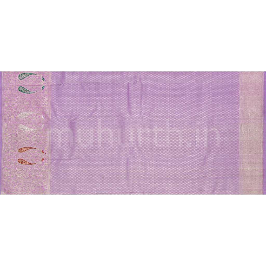 Bright Red Luxury Kanjivaram Silk Saree with Lavender