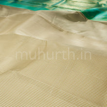 Load image into Gallery viewer, Khaki and White Gasa Gasa Checks Pure Zari Kanjivaram Silk Saree