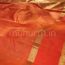 Load image into Gallery viewer, Orange Pure Zari Vaira Oosi Kanjivaram Silk Saree