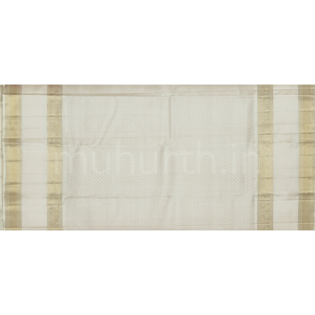 Brown Pure Zari Kanjivaram Silk Saree with Tussar White
