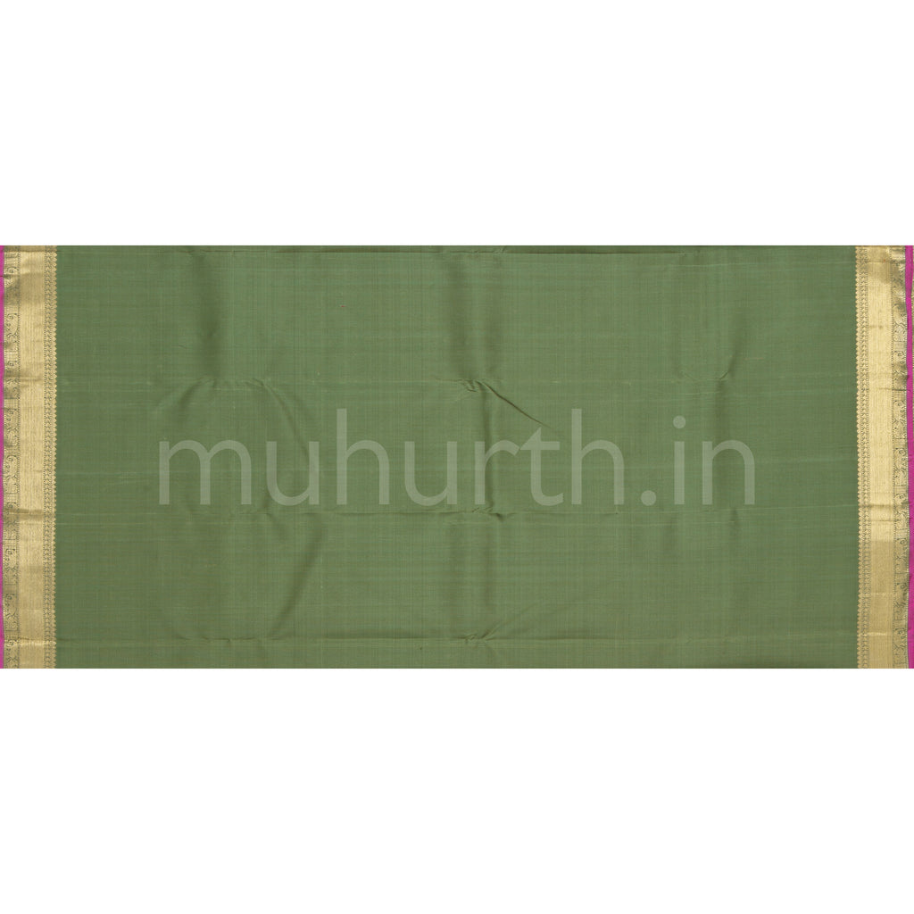 Dark Sampanga Pure Zari Kanjivaram Silk Saree with Magenta