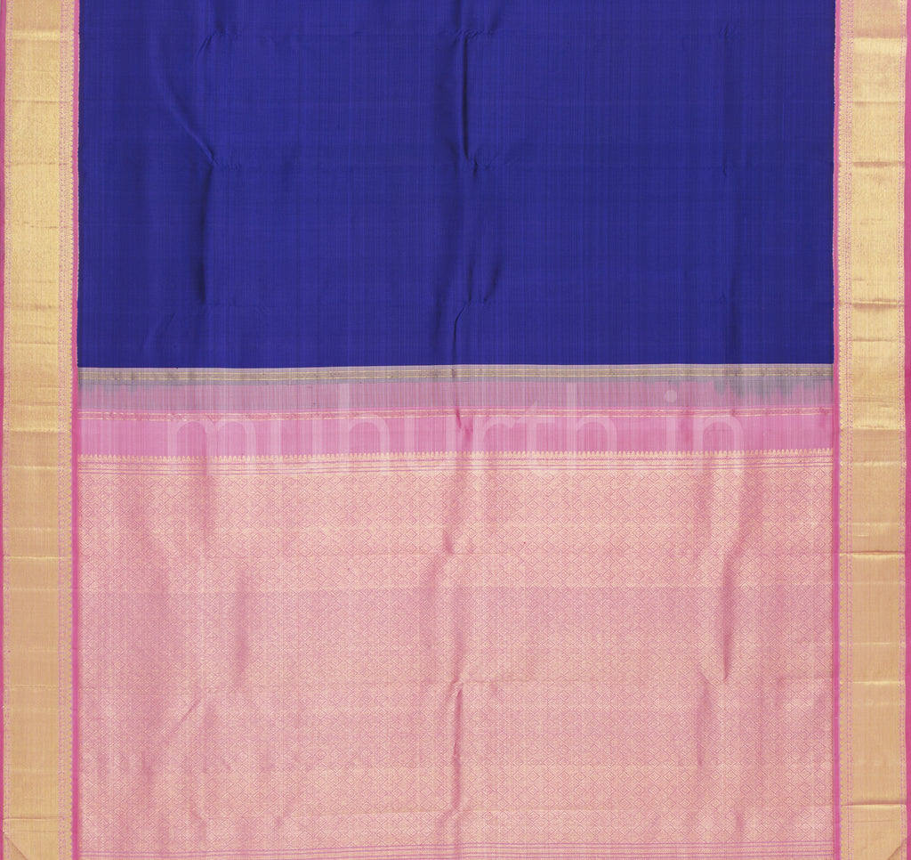 Violet Pure Kanjivaram Silk Saree with Pink
