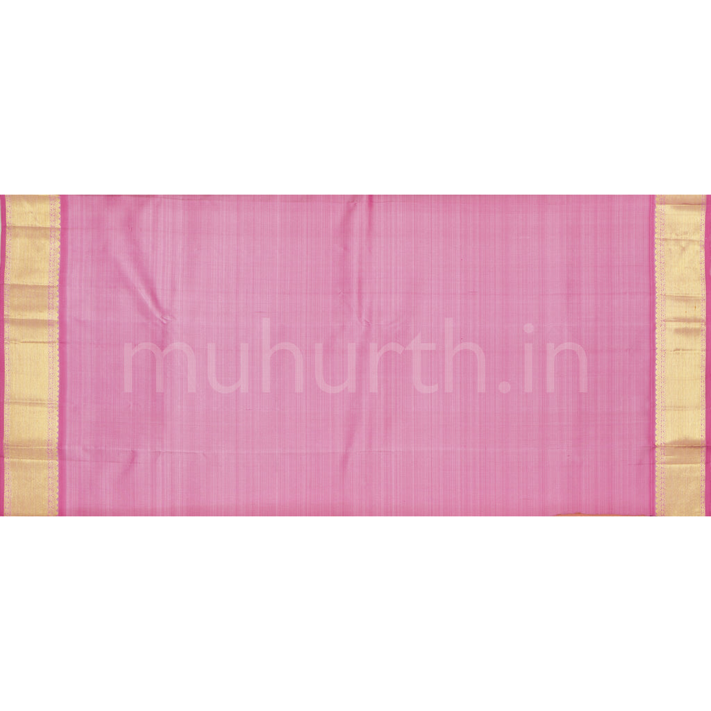 Violet Pure Kanjivaram Silk Saree with Pink