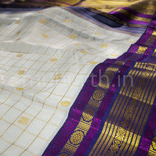 Load image into Gallery viewer, Off- White Pure Kanjivaram Silk Saree with Meenakshi