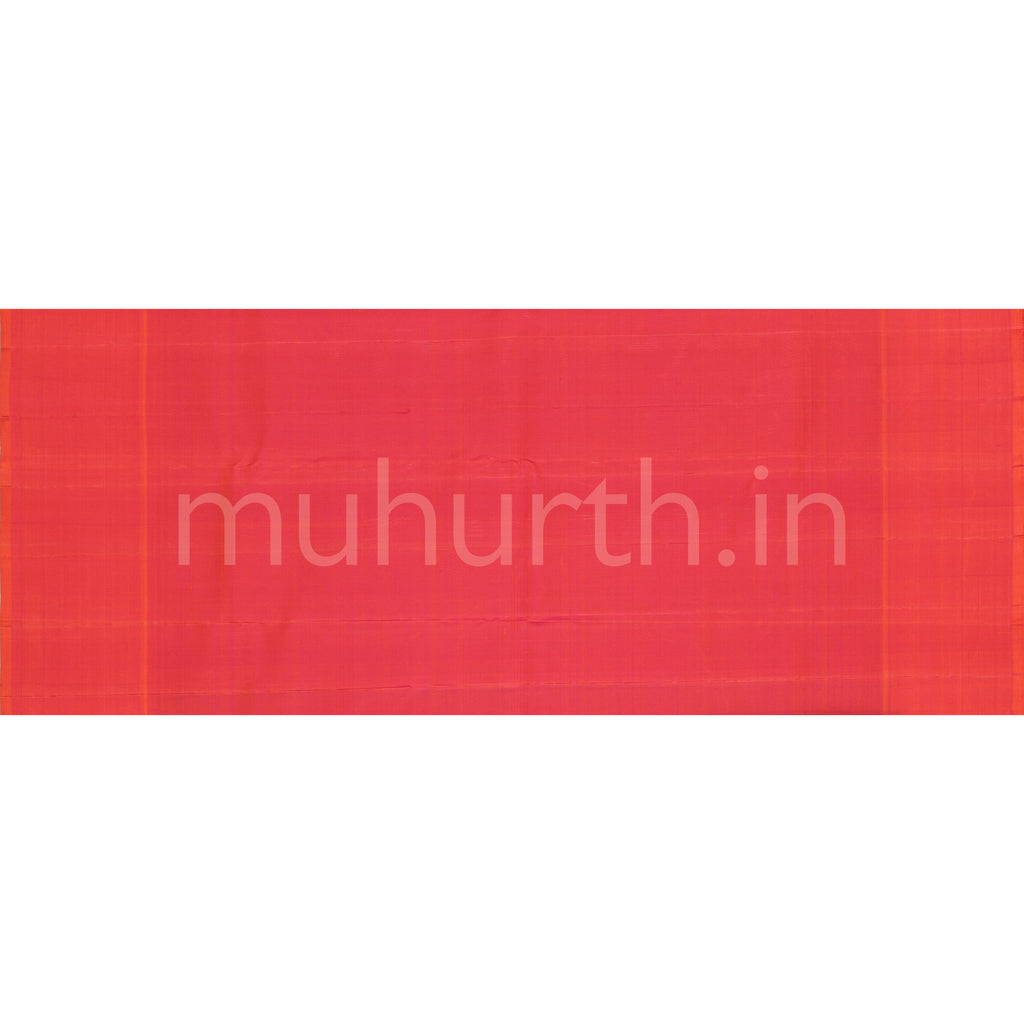 Peacock Green Pure Kanjivaram Silk Saree with Rose Orange