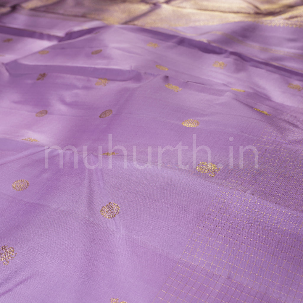 Lavender Pure Zari Kanjivaram Silk Saree