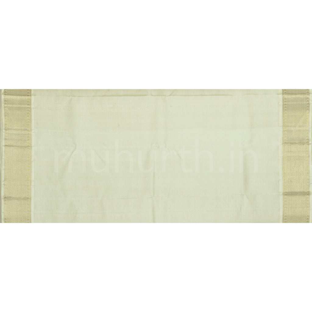 December Pure Zari Kanjivaram Silk Saree with Off- White