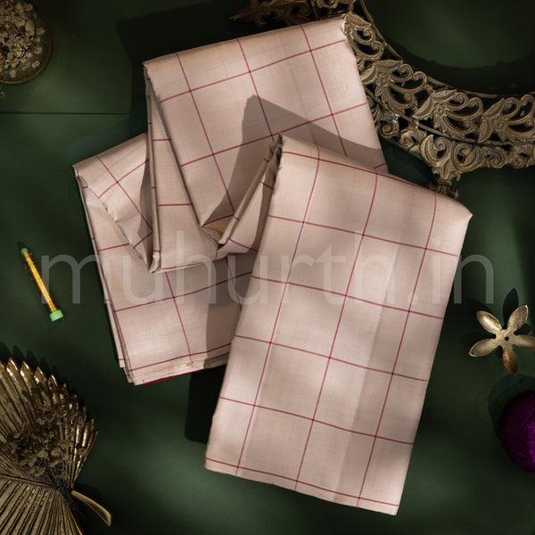 Tussar White Kanjivaram Silk Saree with Maroon