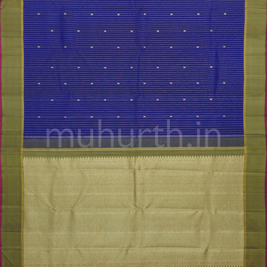 Violet Pure Kanjivaram Silk Saree with Sampanga