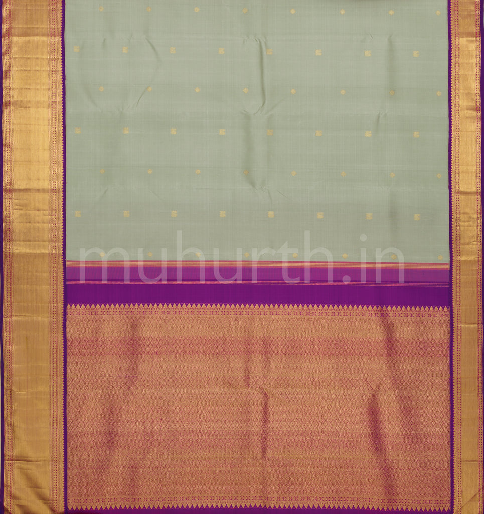 Light Elaichi Pure Kanjivaram Silk Saree with Magenta