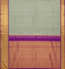 Load image into Gallery viewer, Light Elaichi Pure Kanjivaram Silk Saree with Magenta