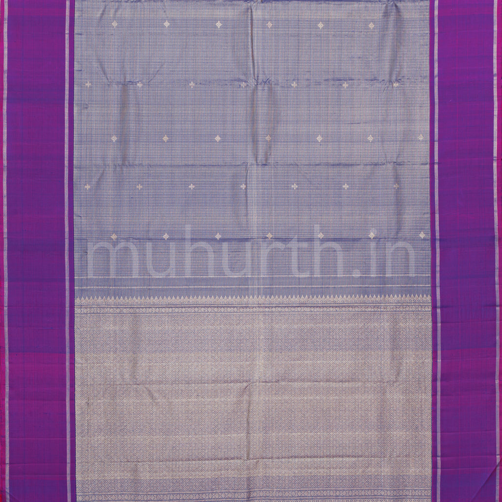 Violet Pure Kanjivaram Silk Saree with Magenta