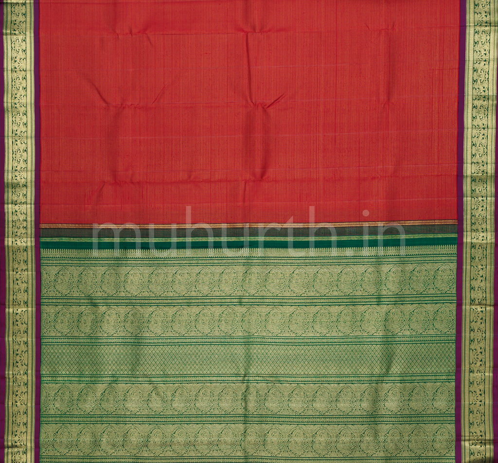 Arakku Vaira Oosi Pure Zari Kanjivaram Silk Saree