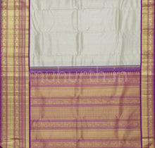 Load image into Gallery viewer, Off- White Organza Tissue Pure Kanjivaram Silk Saree with Magenta