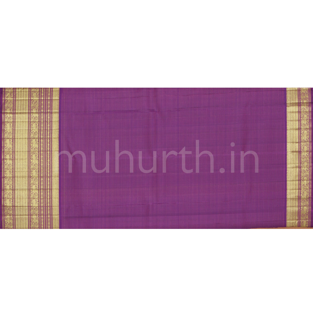 Off- White Organza Tissue Pure Kanjivaram Silk Saree with Magenta