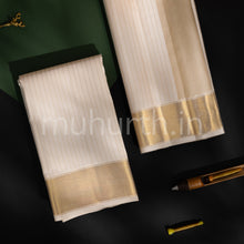 Load image into Gallery viewer, Premium Off-White Pure Silk Dhoti with Angavastram