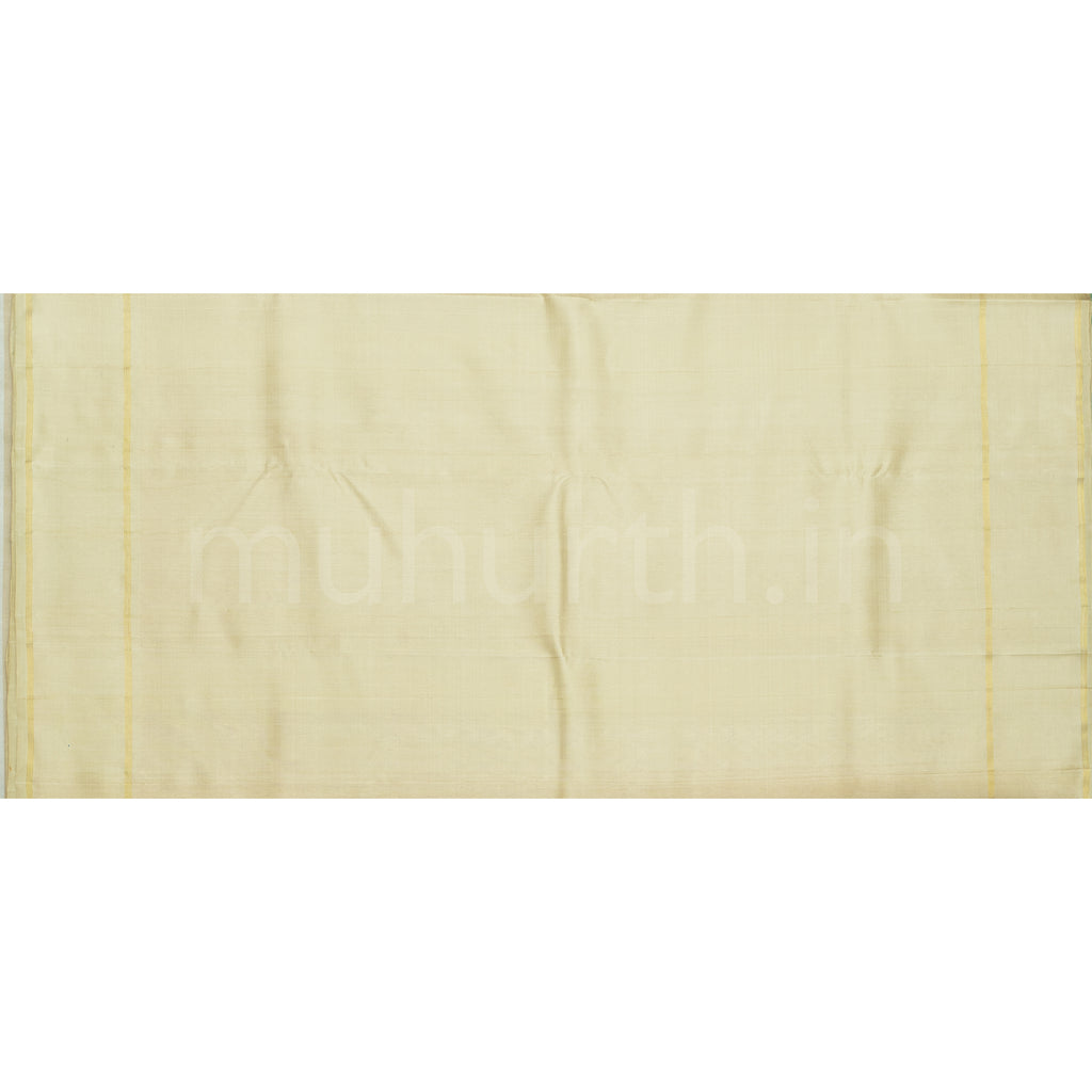 Bright Red Pure Kanjivaram Silk Saree with Tussar White
