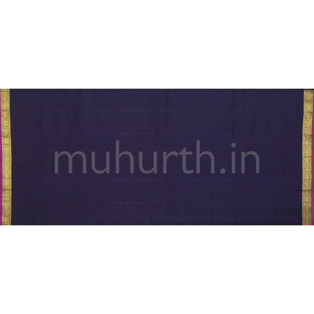 Dark Grey Pure Zari Kanjivaram Silk Saree with Black