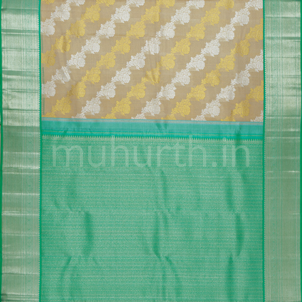 Tussar White Kora Luxury Kanjivaram Silk Saree with Rexona