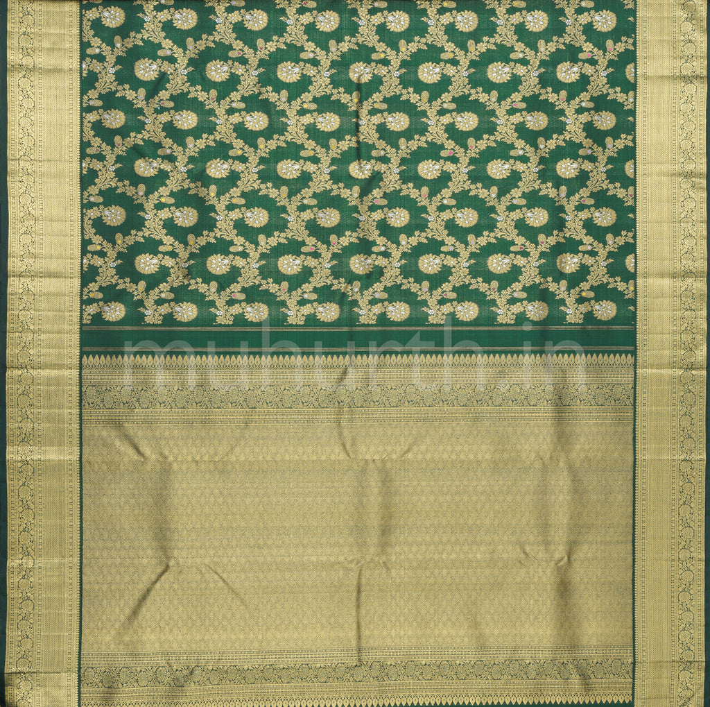 Dark Green Pure Meenakari Kanjivaram Silk Saree