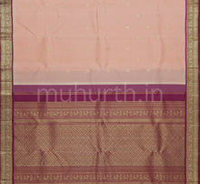 Load image into Gallery viewer, Peach Pure Zari Kanjivaram Silk Saree with Magenta