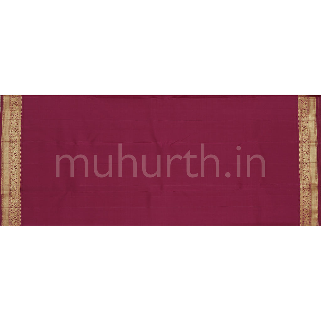 Peach Pure Zari Kanjivaram Silk Saree with Magenta