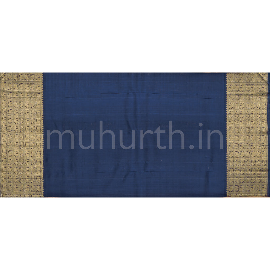 Violet Pure Kanjivaram Silk Saree with Vijaya