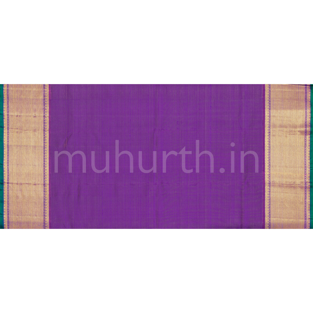 Peacock Blue Pure Kanjivaram Silk Saree with Meenakshi