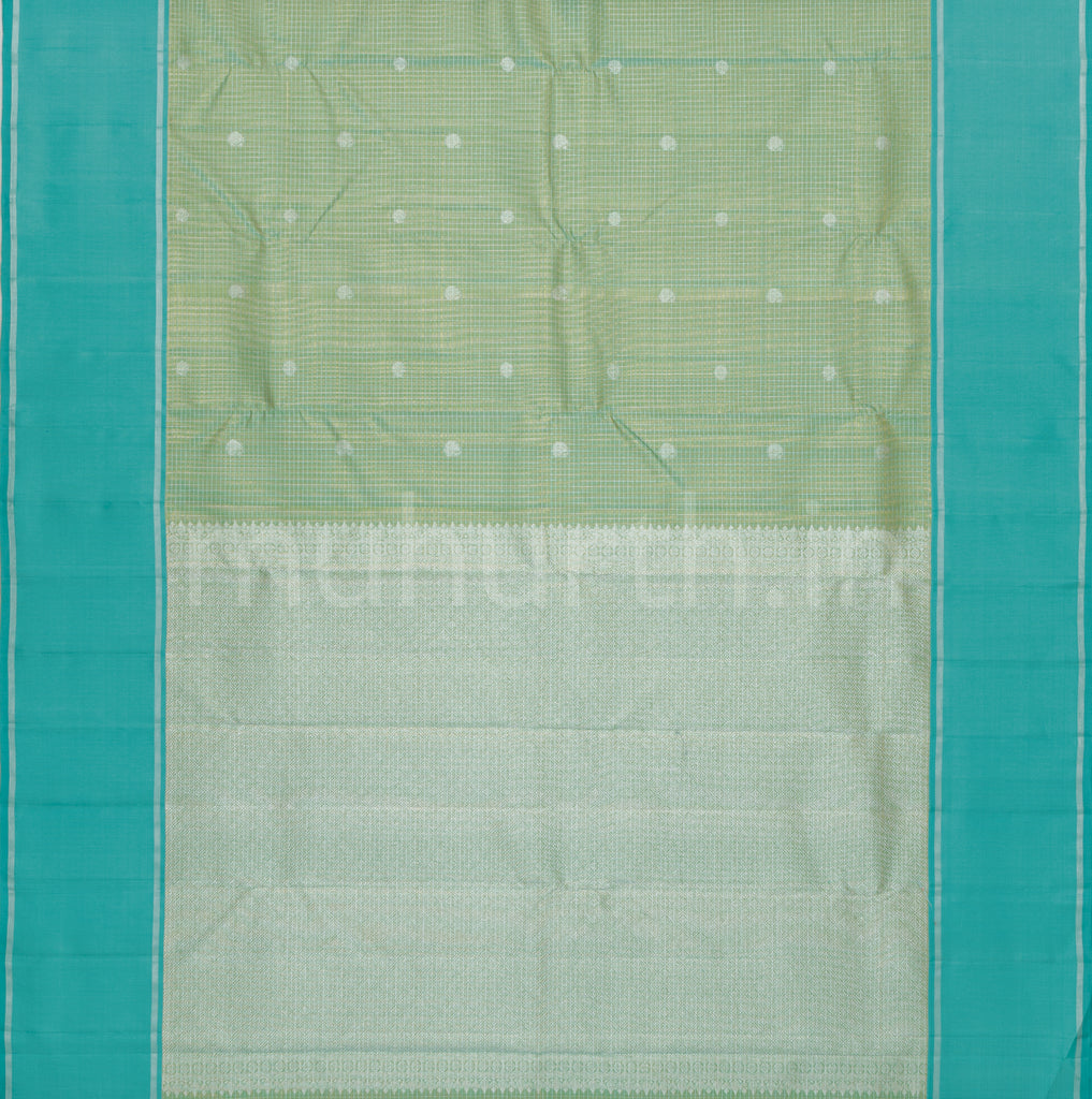 Elaichi Pure Kanjivaram Silk Saree with Sea Green
