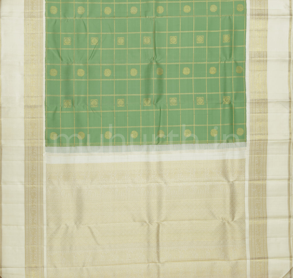 Light Sampanga Pure Zari Kanjivaram Silk Saree with Tussar White