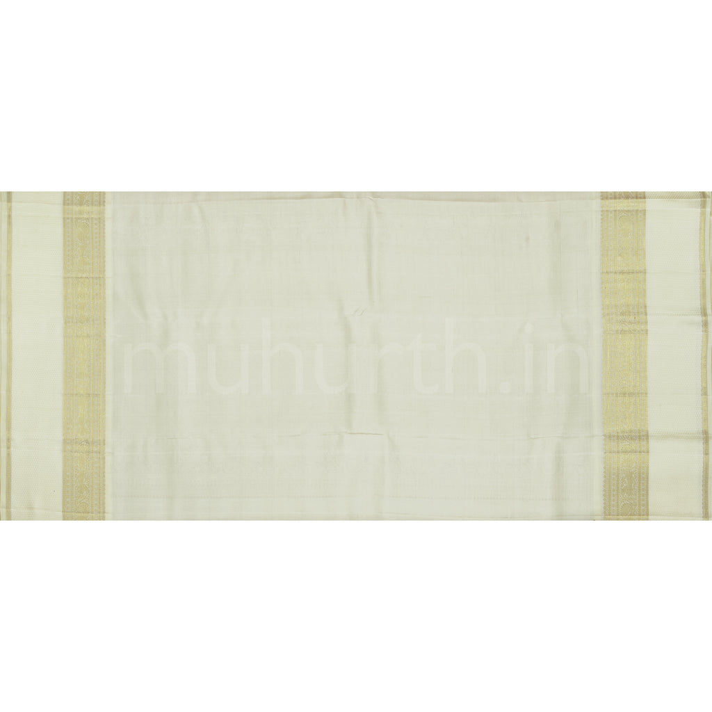 Light Sampanga Pure Zari Kanjivaram Silk Saree with Tussar White