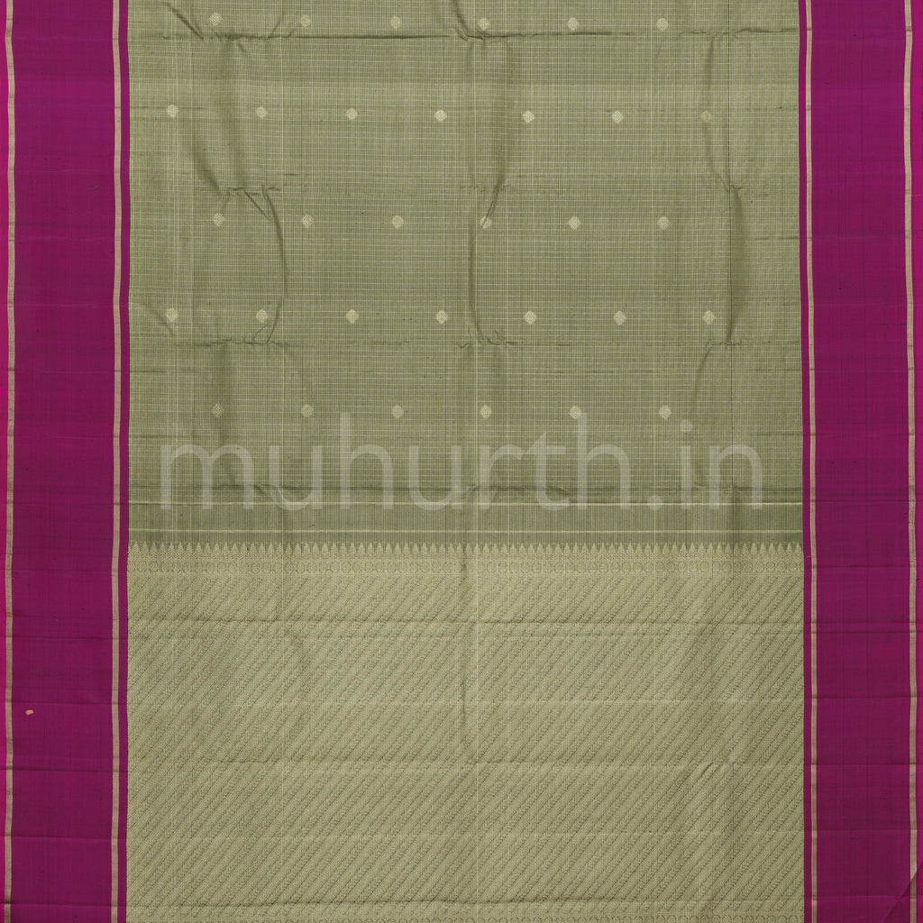 Green Pure Kanjivaram Silk Saree with Magenta